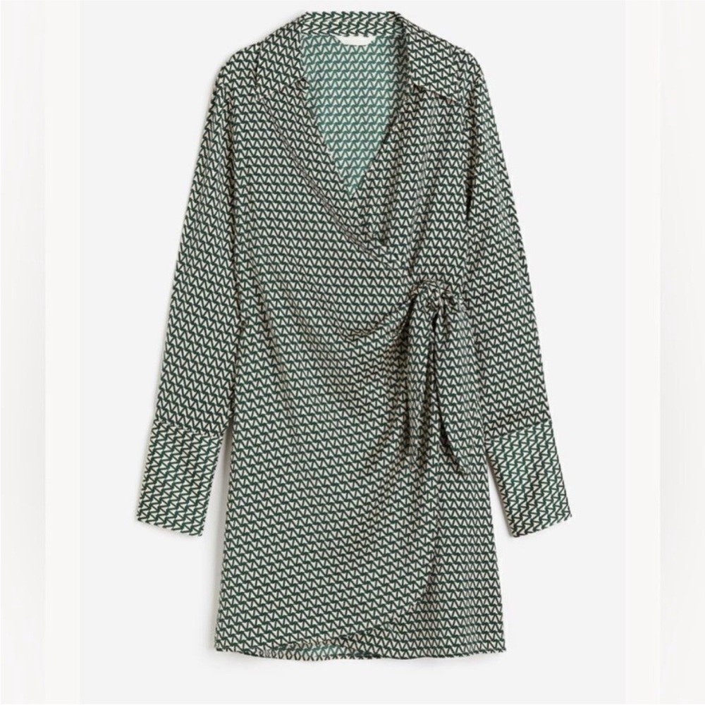 H&M Geometric Green and Cream Dress